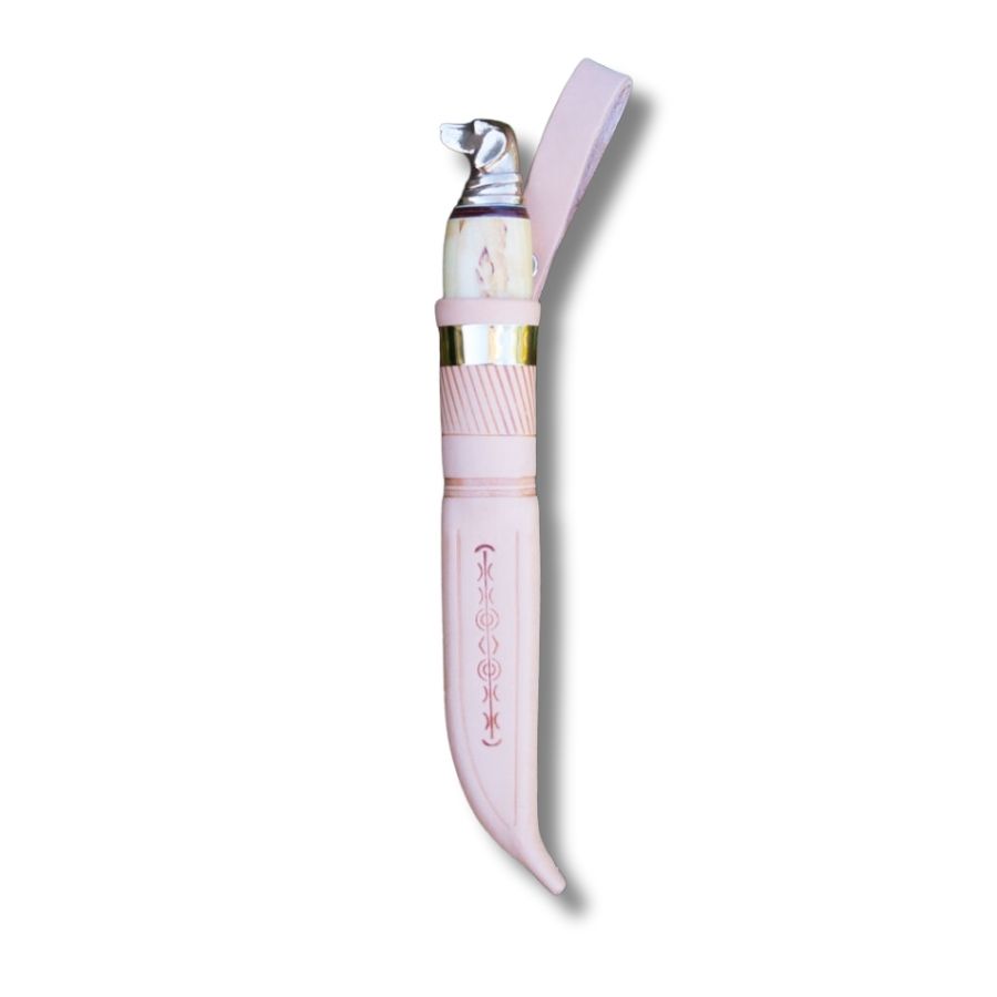 Iisakki Järvenpää Hound Dog-kniv med smal, skarp stålklinge og ergonomisk formet træskaft i traditionelt finsk jagtdesign.